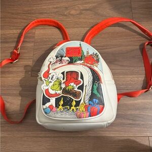 Loungefly Cream & Red Grinch Holiday Mini Backpack